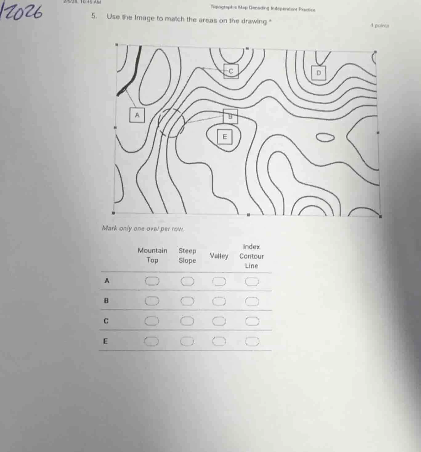 topographic map decoding independent practice 5. use the image to match…