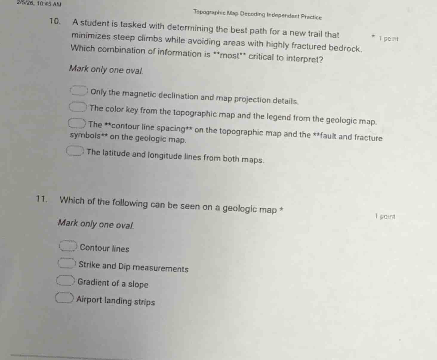 topographic map decoding independent practice 10. a student is tasked w…