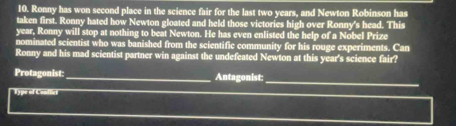 10. ronny has won second place in the science fair for the last two yea…