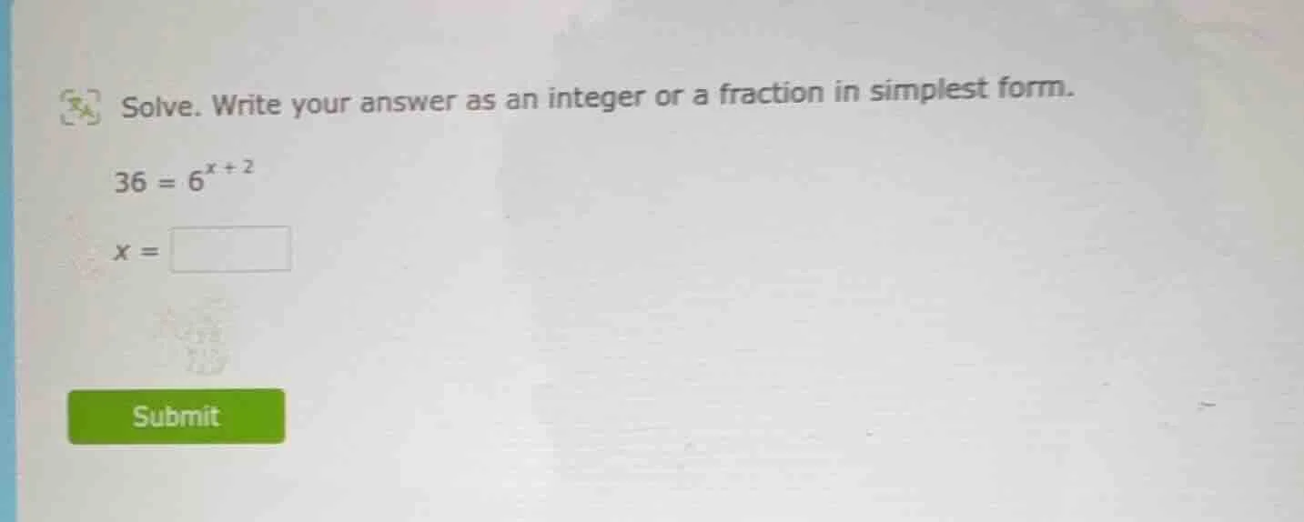 solve. write your answer as an integer or a fraction in simplest form. …
