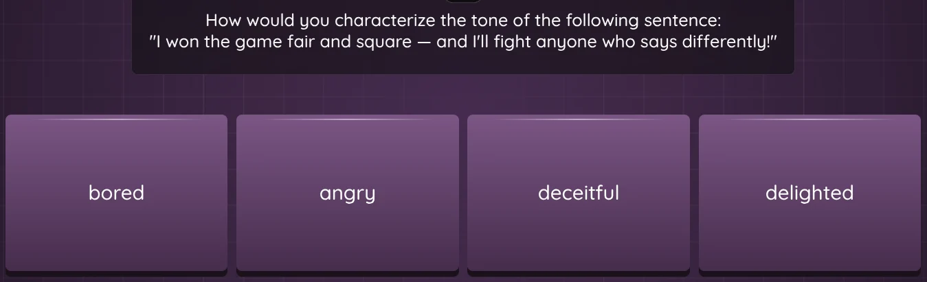 how would you characterize the tone of the following sentence: \i won t…