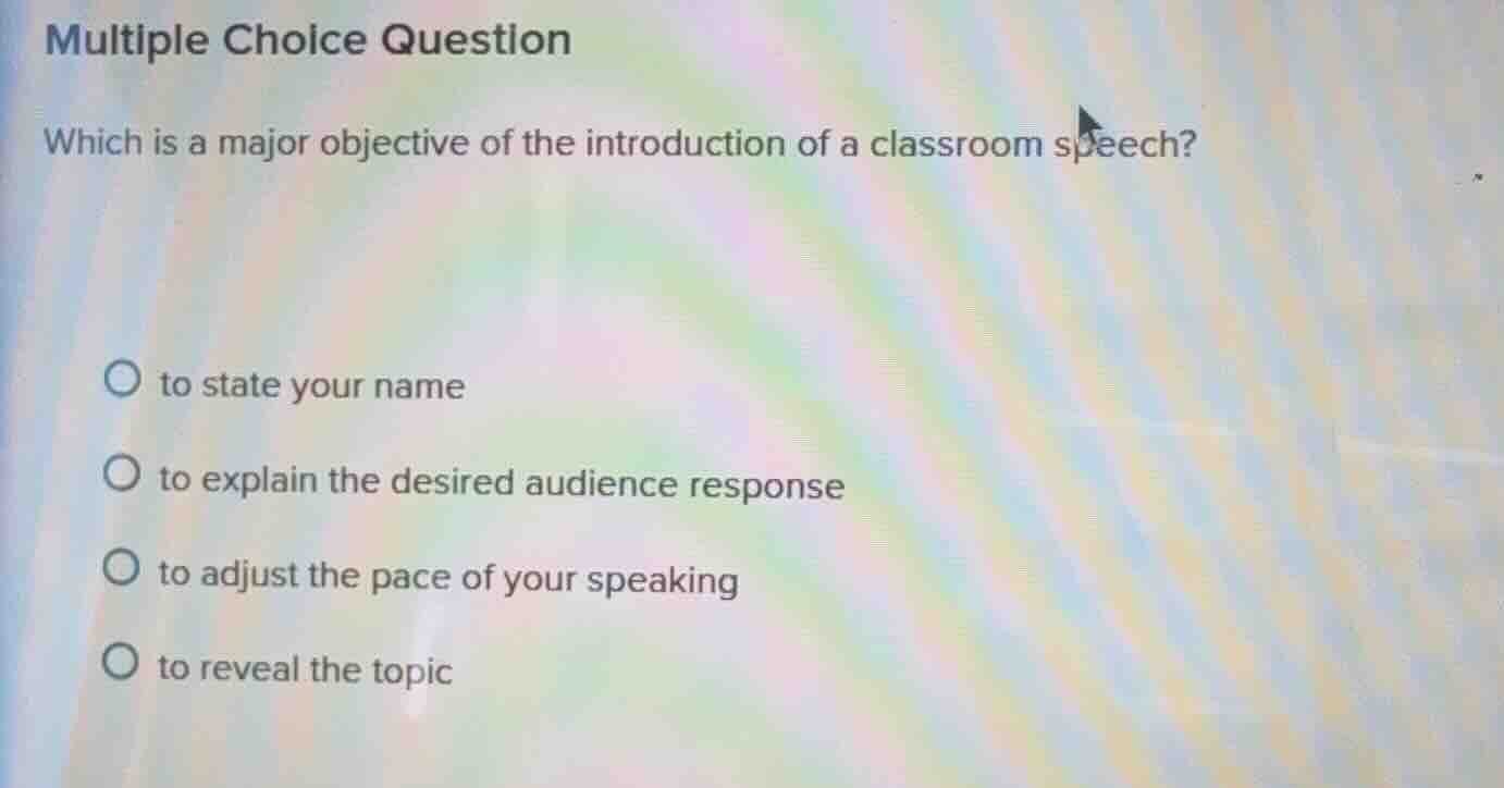 multiple choice question which is a major objective of the introduction…