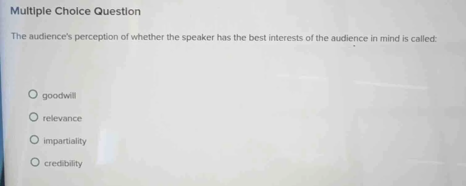multiple choice question the audiences perception of whether the speake…