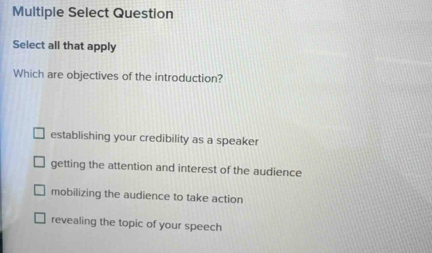 multiple select question select all that apply which are objectives of …