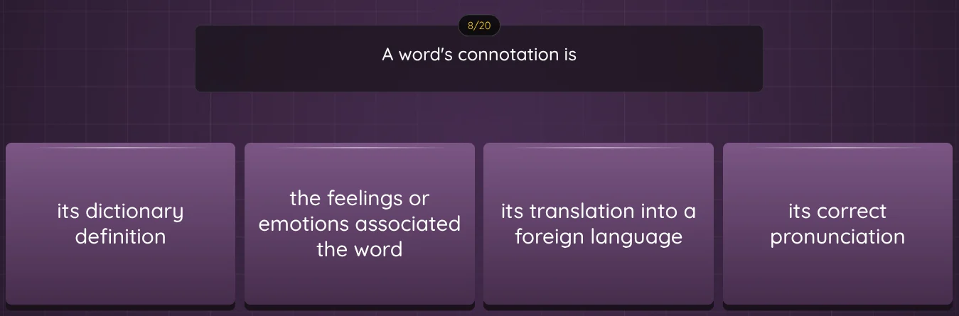 8/20 a words connotation is its dictionary definition the feelings or e…