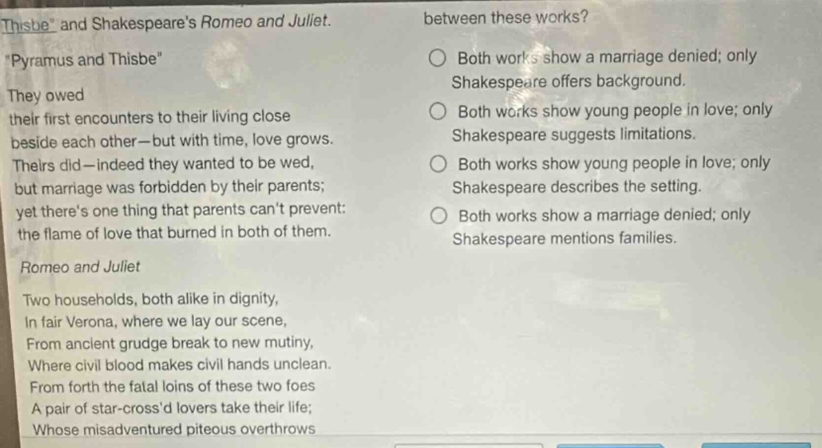 thisbe\ and shakespeares romeo and juliet. \pyramus and thisbe\ they ow…