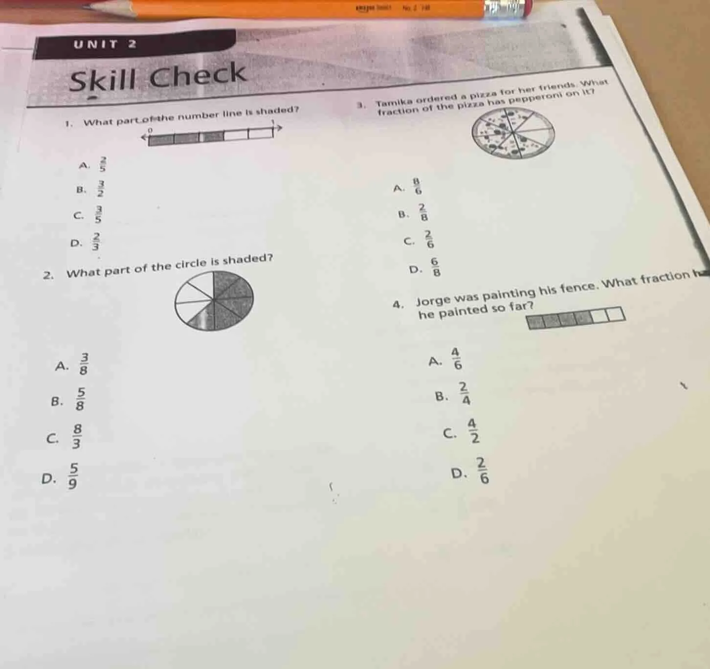 unit 2 skill check 1. what part of the number line is shaded? a. $\frac…