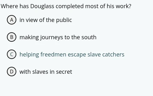 where has douglass completed most of his work? a in view of the public …