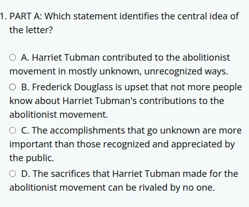 1. part a: which statement identifies the central idea of the letter? a…