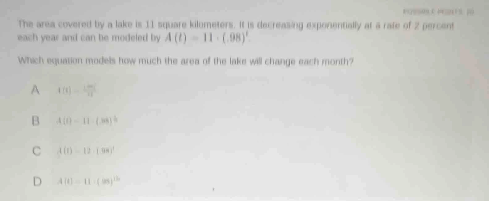 the area covered by a lake is 11 square kilometers. it is decreasing ex…