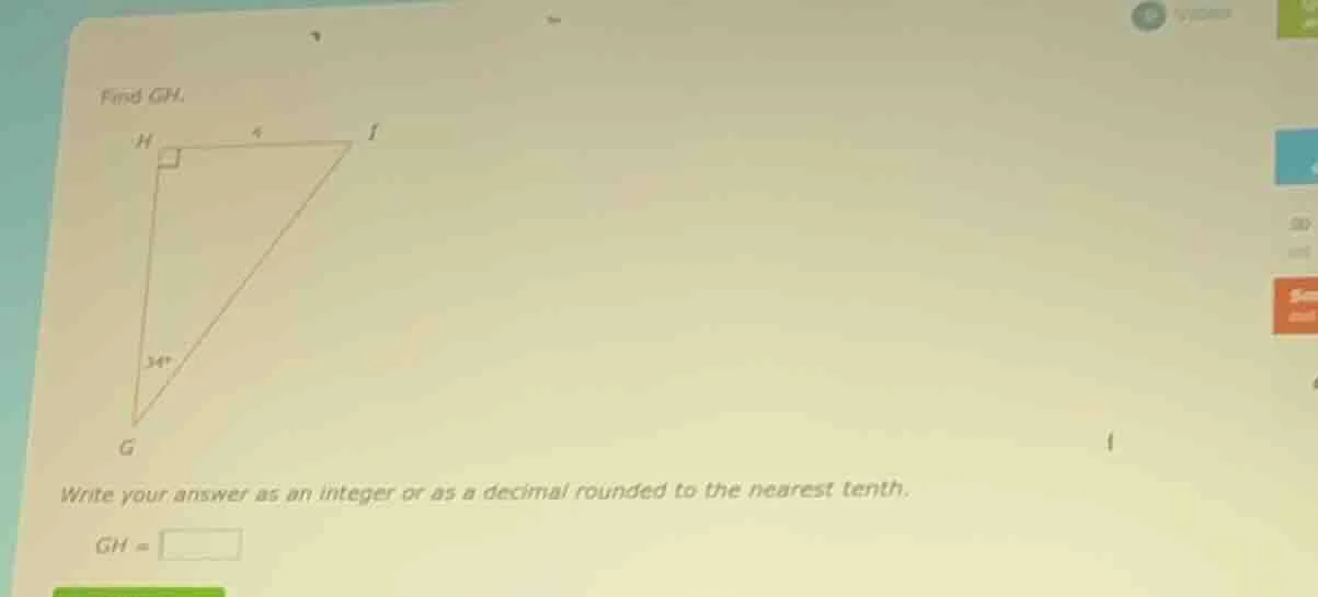 find gh. write your answer as an integer or as a decimal rounded to the…