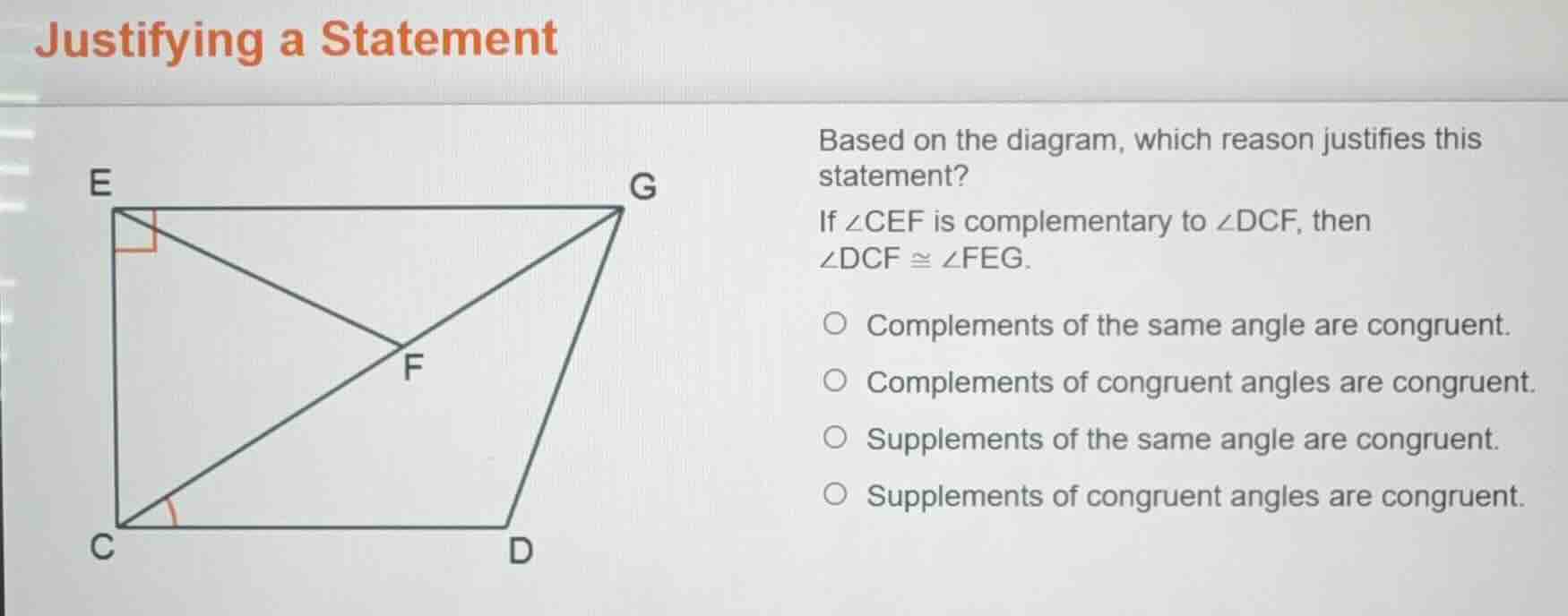 justifying a statement based on the diagram, which reason justifies thi…