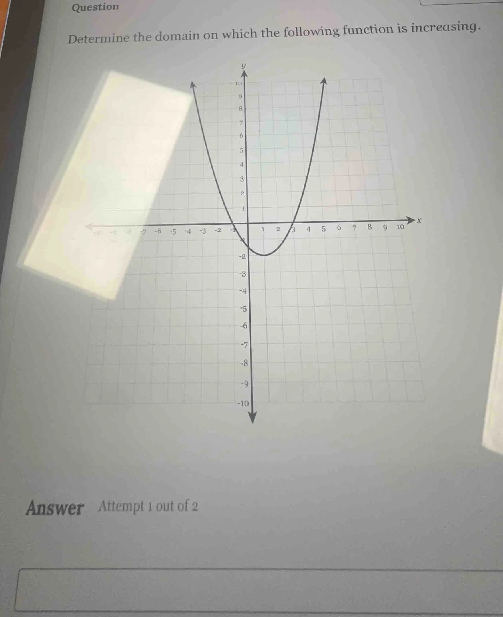 question determine the domain on which the following function is increa…