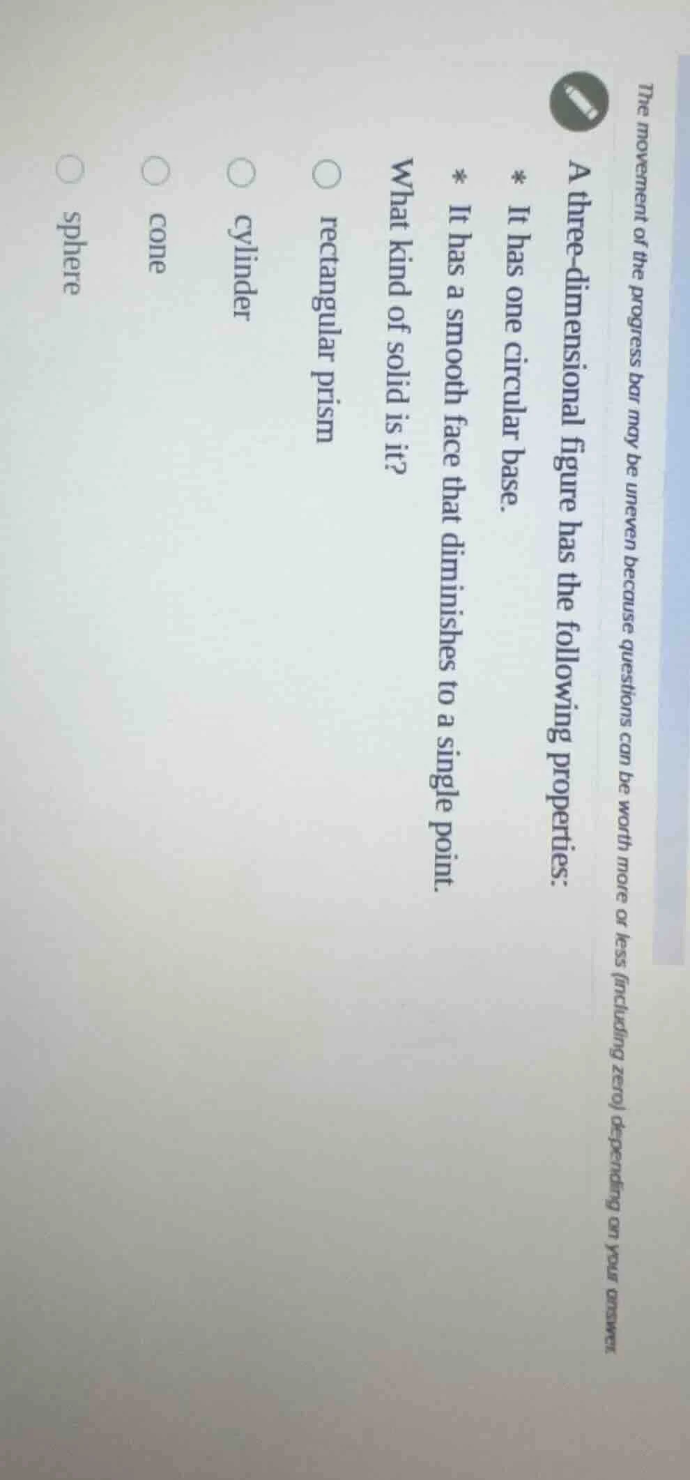 the movement of the progress bar may be uneven because questions can be…