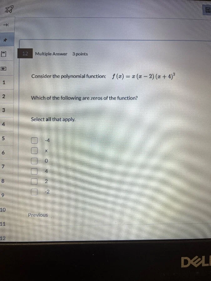 12 multiple answer 3 points consider the polynomial function: $f(x) = x…