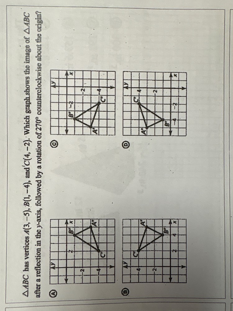 $\\triangle abc$ has vertices $a(3, -5)$, $b(1, -4)$, and $c(4, -2)$. w…