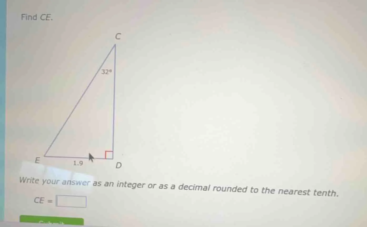 find ce. write your answer as an integer or as a decimal rounded to the…