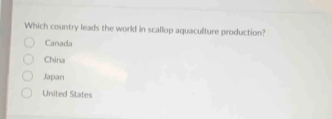 which country leads the world in scallop aquaculture production? canada…