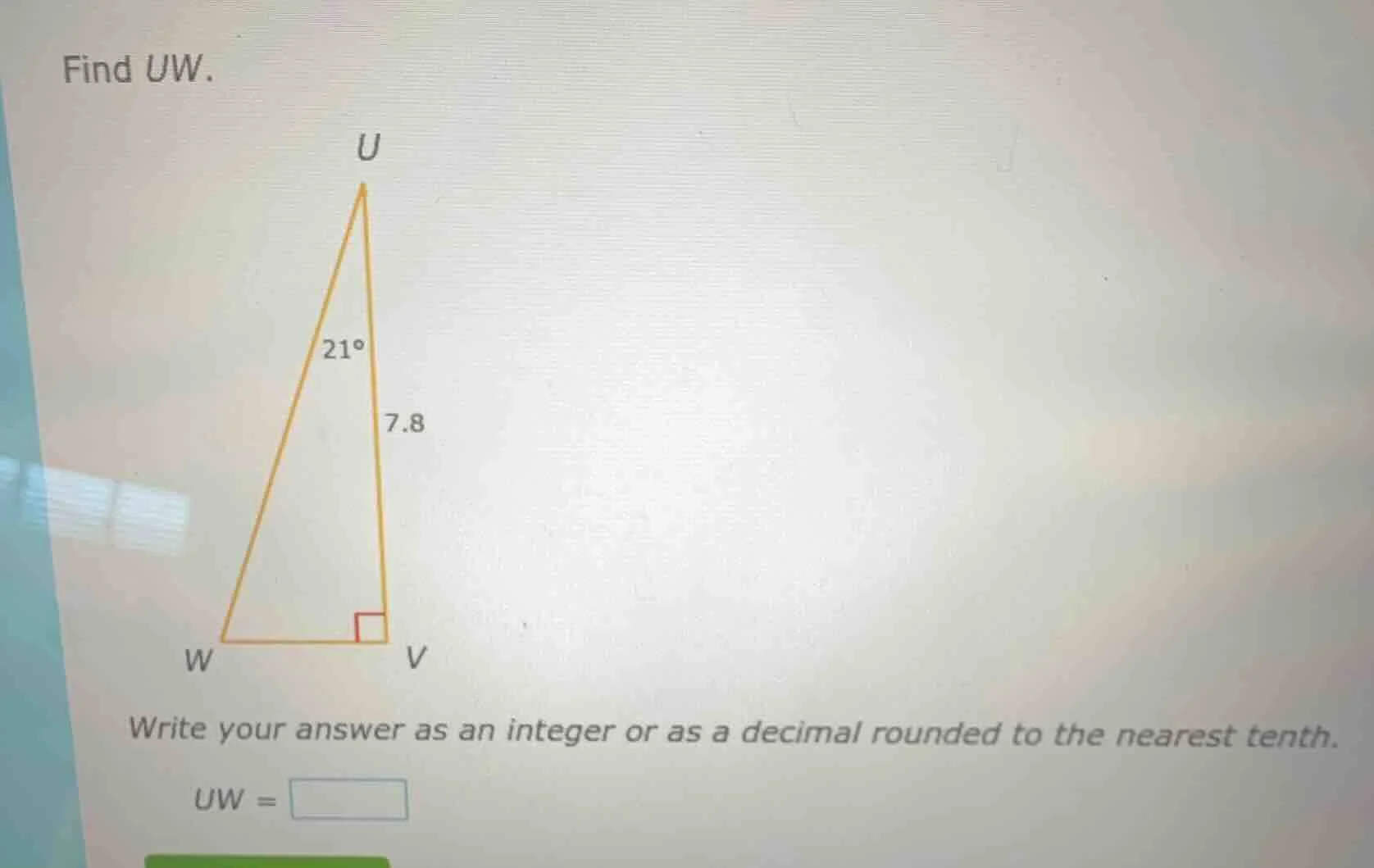 find $uw$. write your answer as an integer or as a decimal rounded to t…