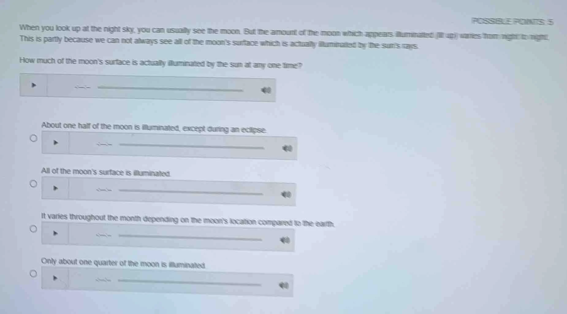 possible points: 5 when you look up at the night sky, you can usually s…