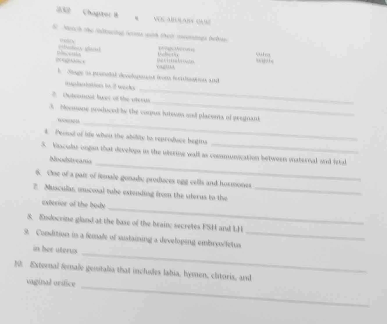 chapter 8 vocabulary quiz a. match the boldfaced terms with their meani…