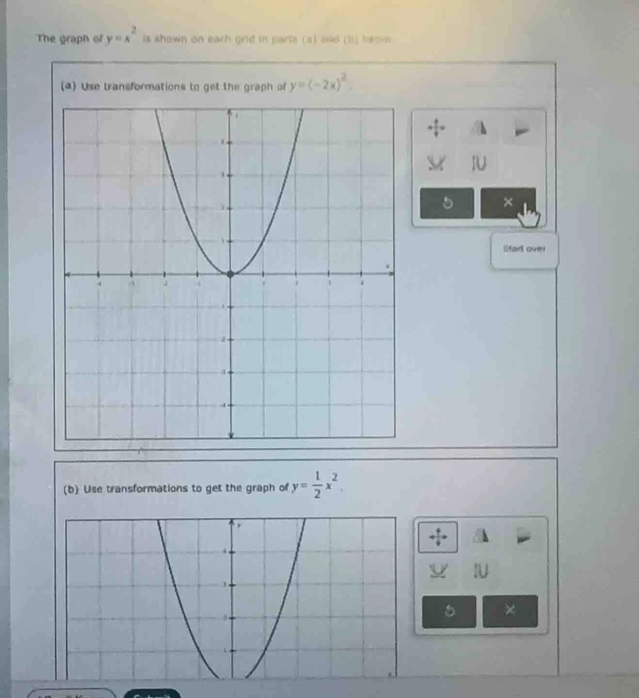 the graph of $y=x^2$ is shown on each grid in parts (a) and (b) below (…