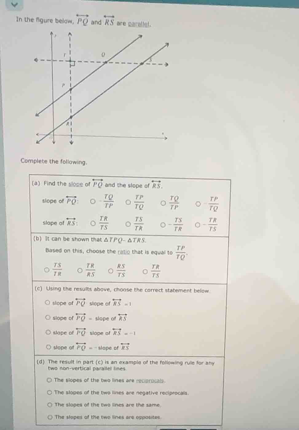 in the figure below, $overleftrightarrow{pq}$ and $overleftrightarrow{r…