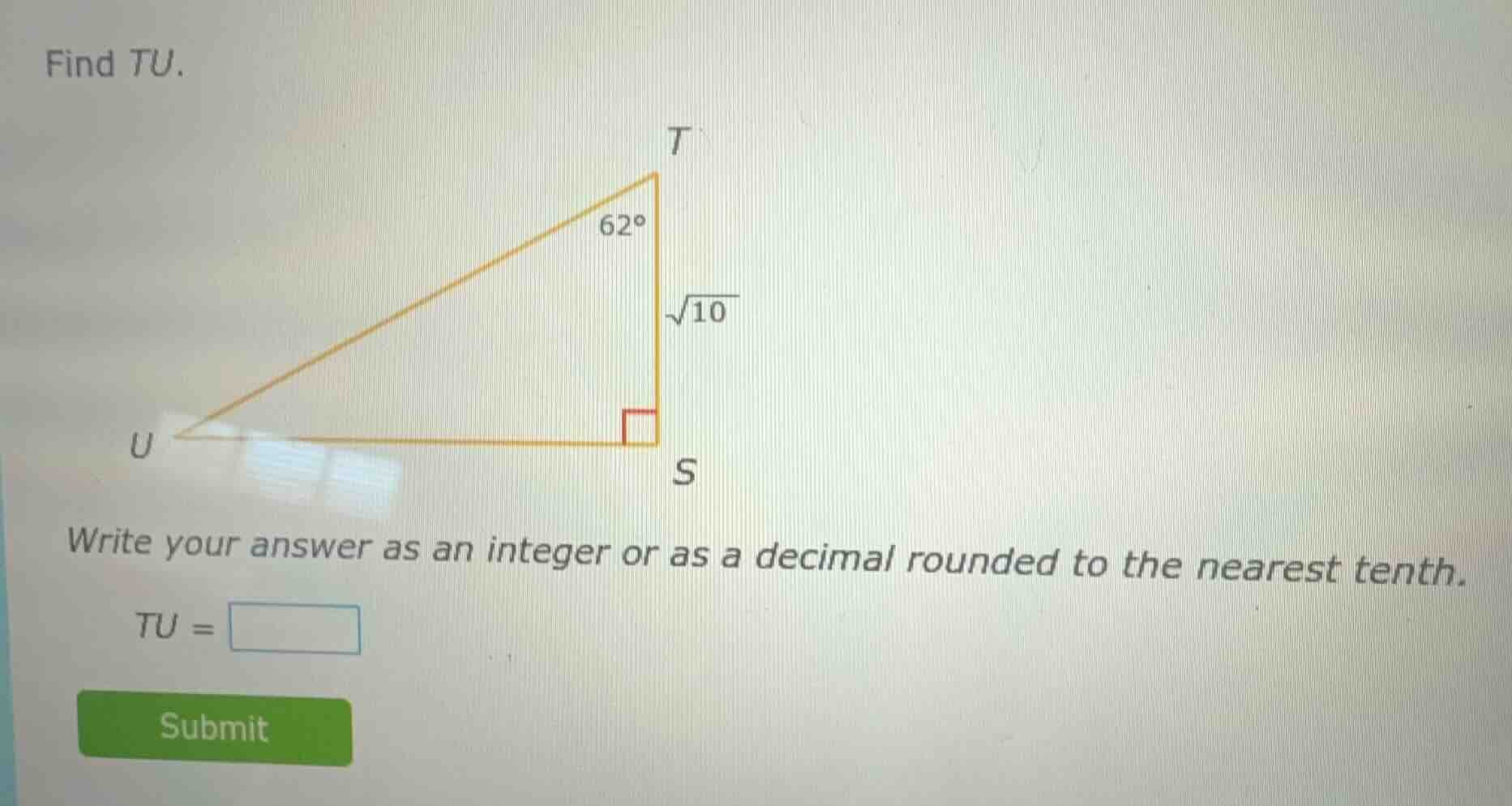 find $tu$. write your answer as an integer or as a decimal rounded to t…
