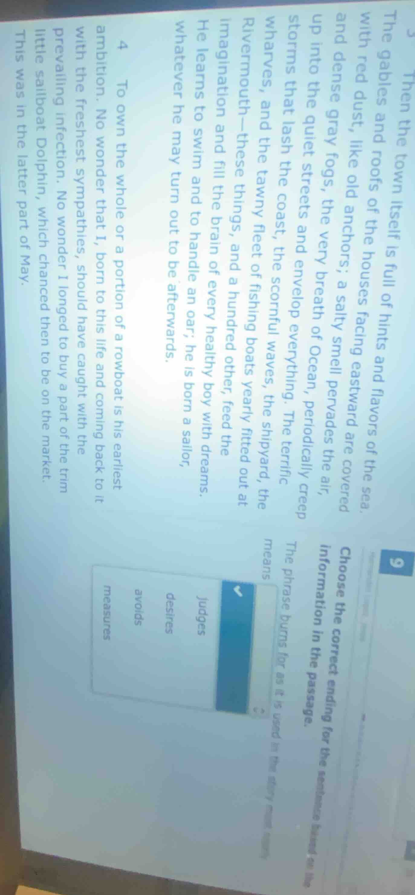 3 then the town itself is full of hints and flavors of the sea. the gab…