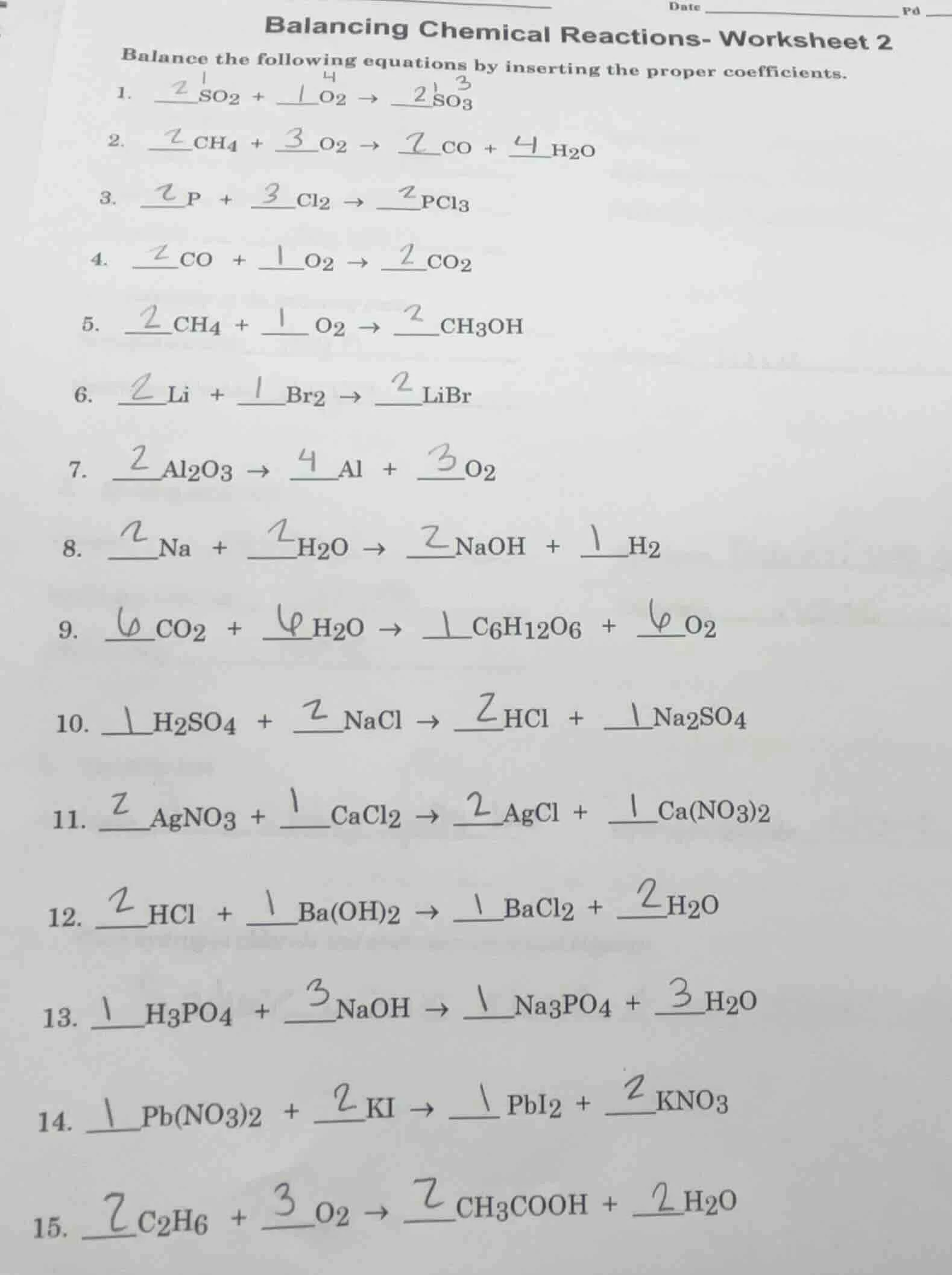 date ______ pd ______ balancing chemical reactions- worksheet 2 balance…