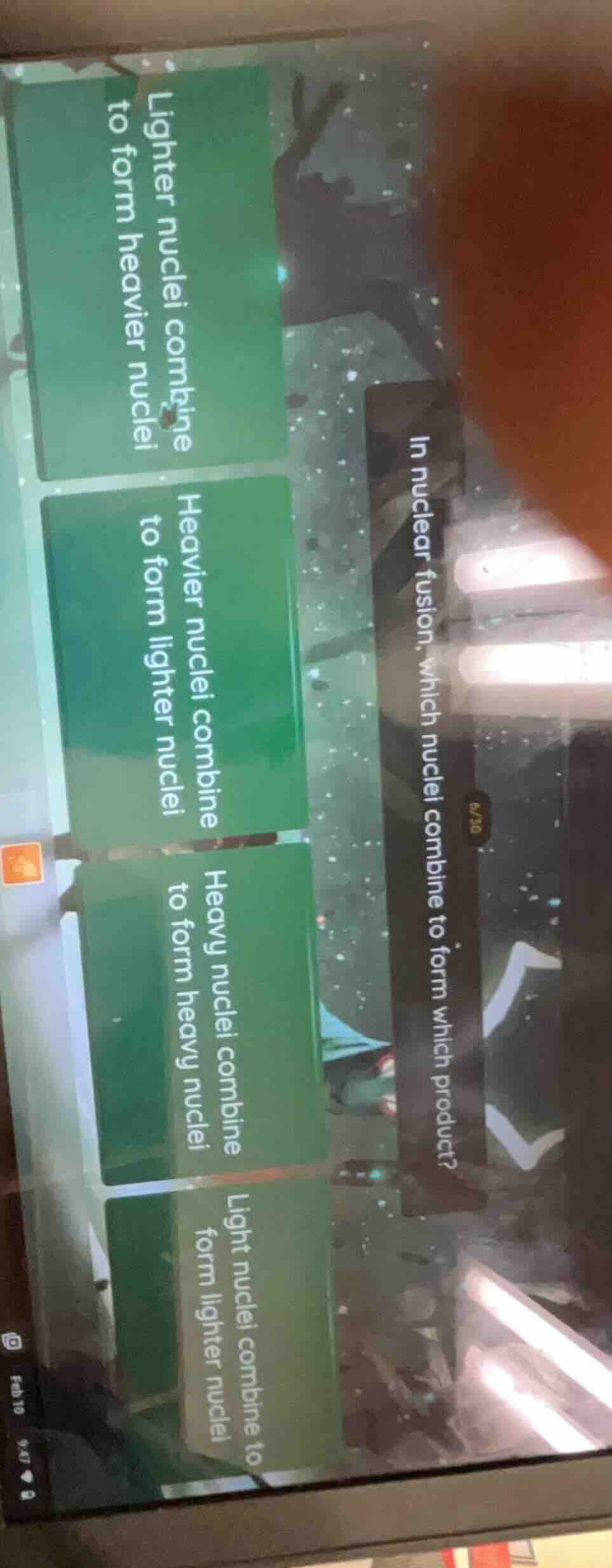 in nuclear fusion, which nuclei combine to form which product?lighter n…