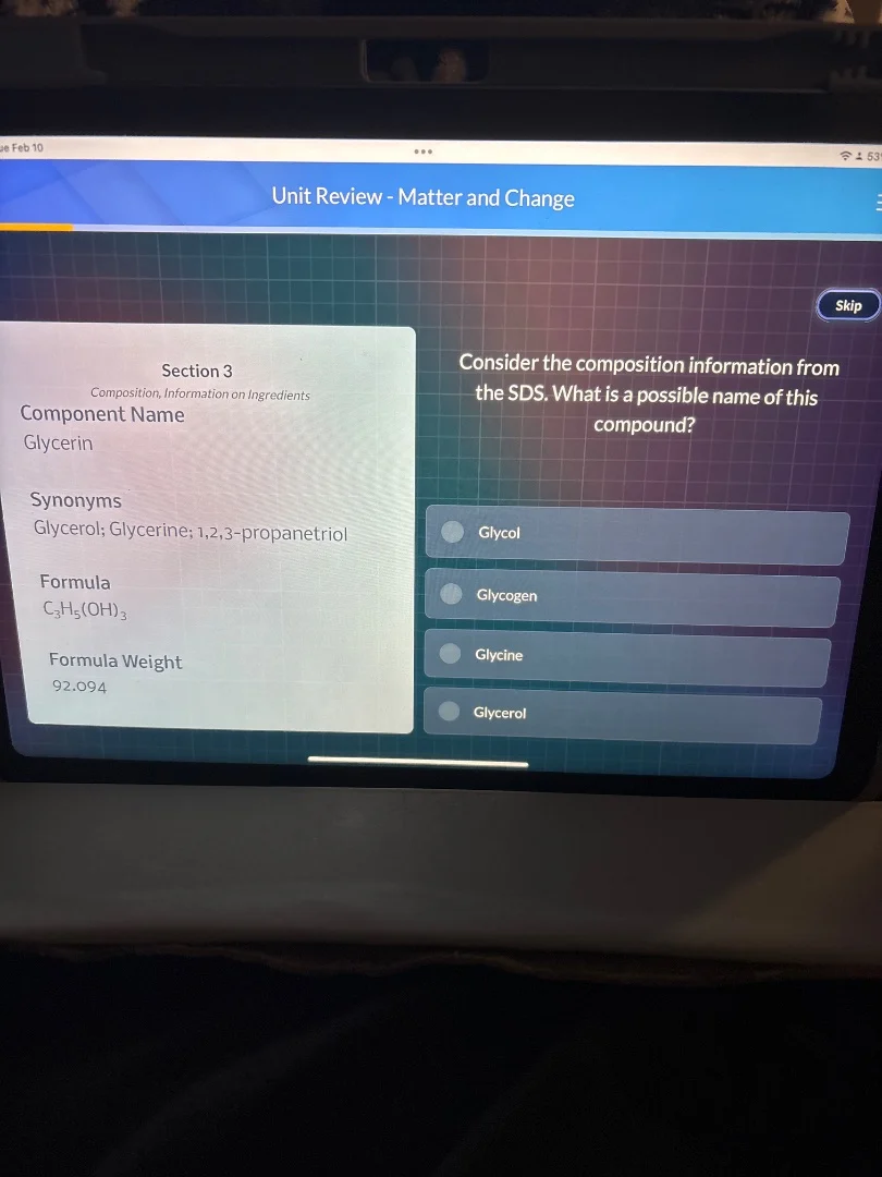 unit review - matter and change skip section 3 composition, information…