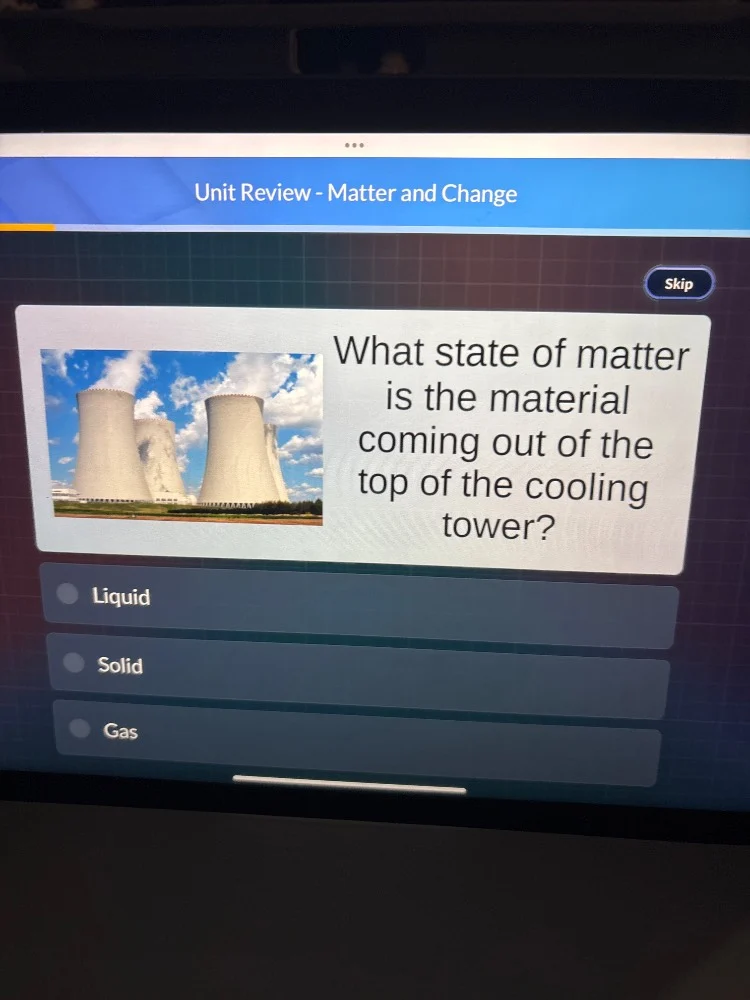 unit review - matter and change skip what state of matter is the materi…