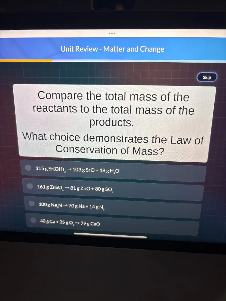 unit review - matter and change compare the total mass of the reactants…