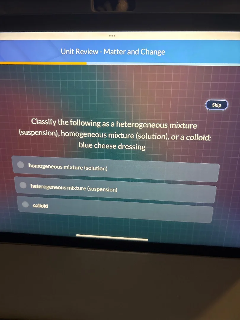 unit review - matter and change skip classify the following as a hetero…