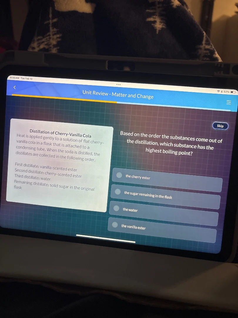 unit review - matter and change skip distillation of cherry-vanilla col…