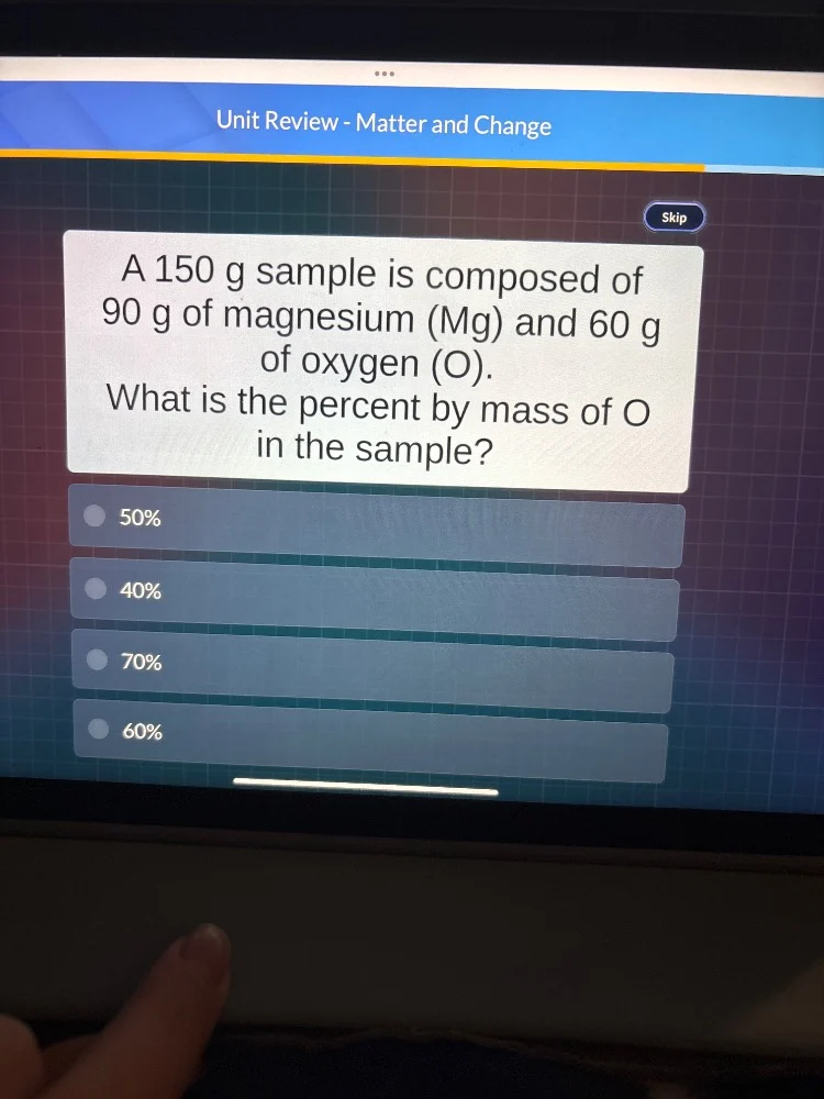 unit review - matter and change skip a 150 g sample is composed of 90 g…