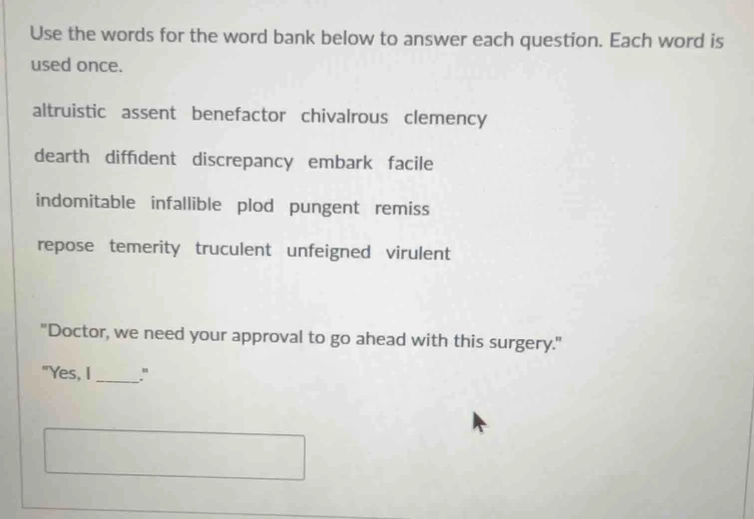 use the words for the word bank below to answer each question. each wor…