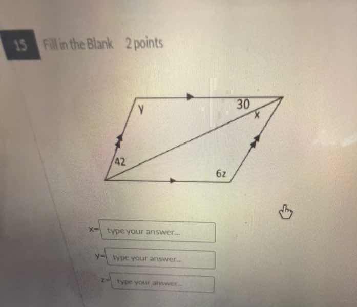 15 fill in the blank 2 points x= type your answer... y= type your answe…