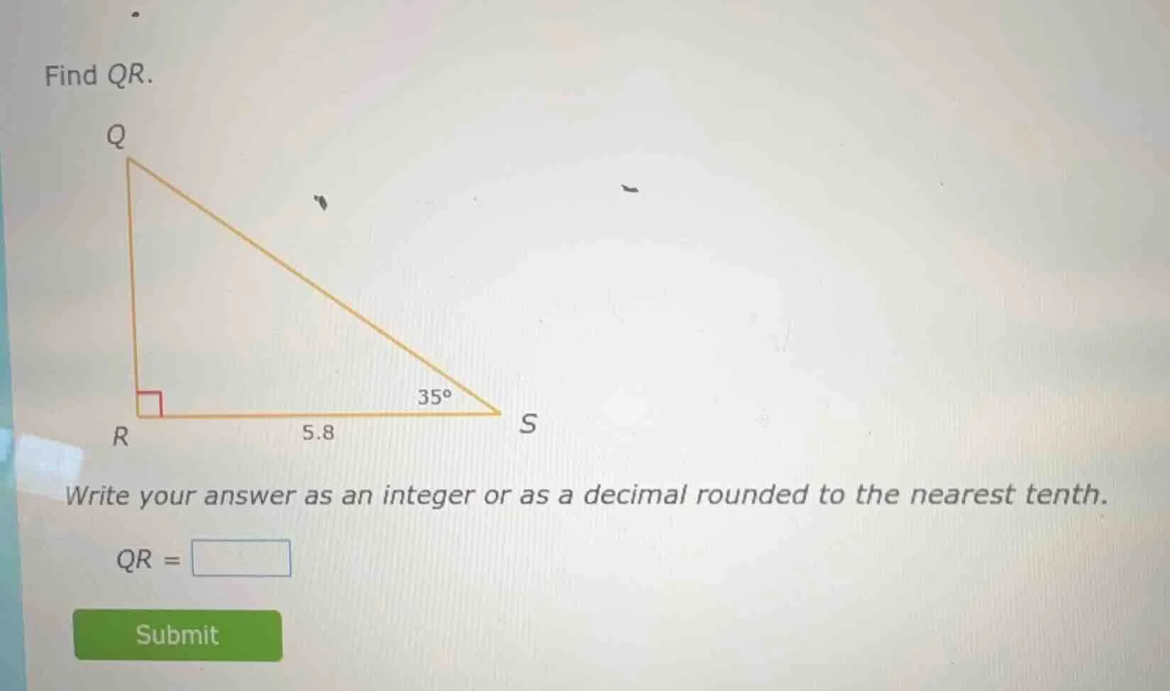 find qr. write your answer as an integer or as a decimal rounded to the…