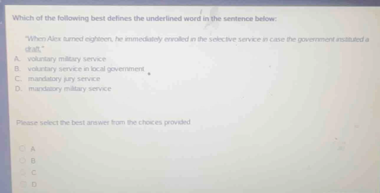 which of the following best defines the underlined word in the sentence…