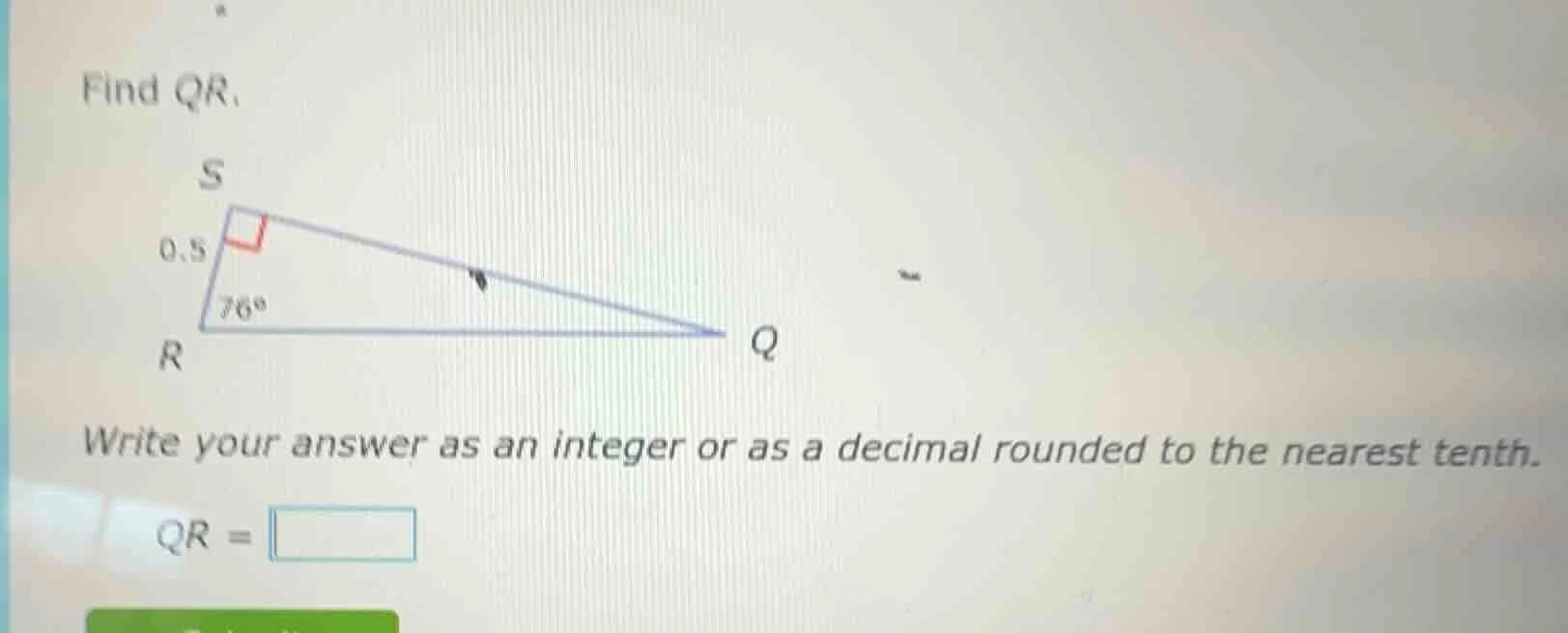 find qr. write your answer as an integer or as a decimal rounded to the…