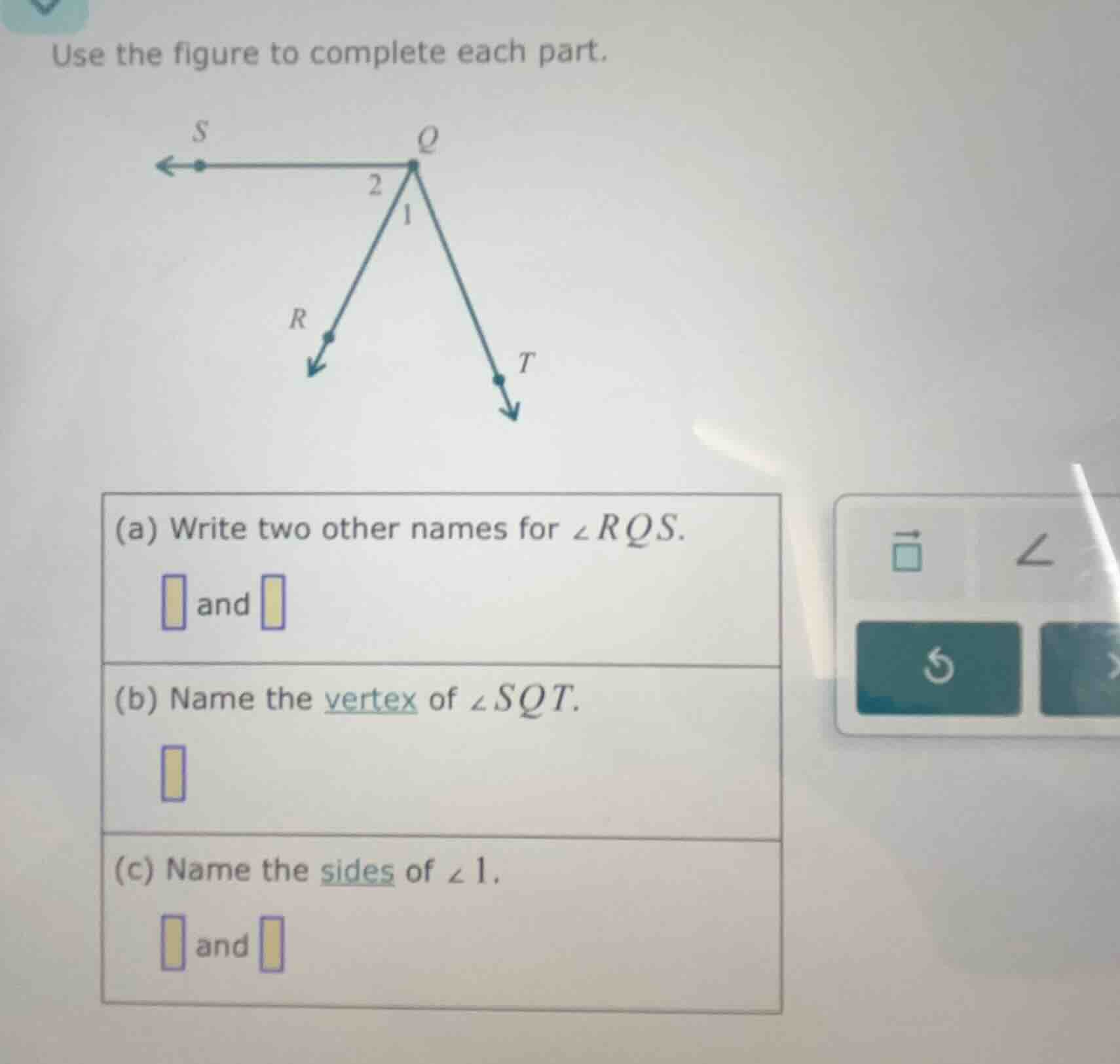 use the figure to complete each part. (a) write two other names for $an…