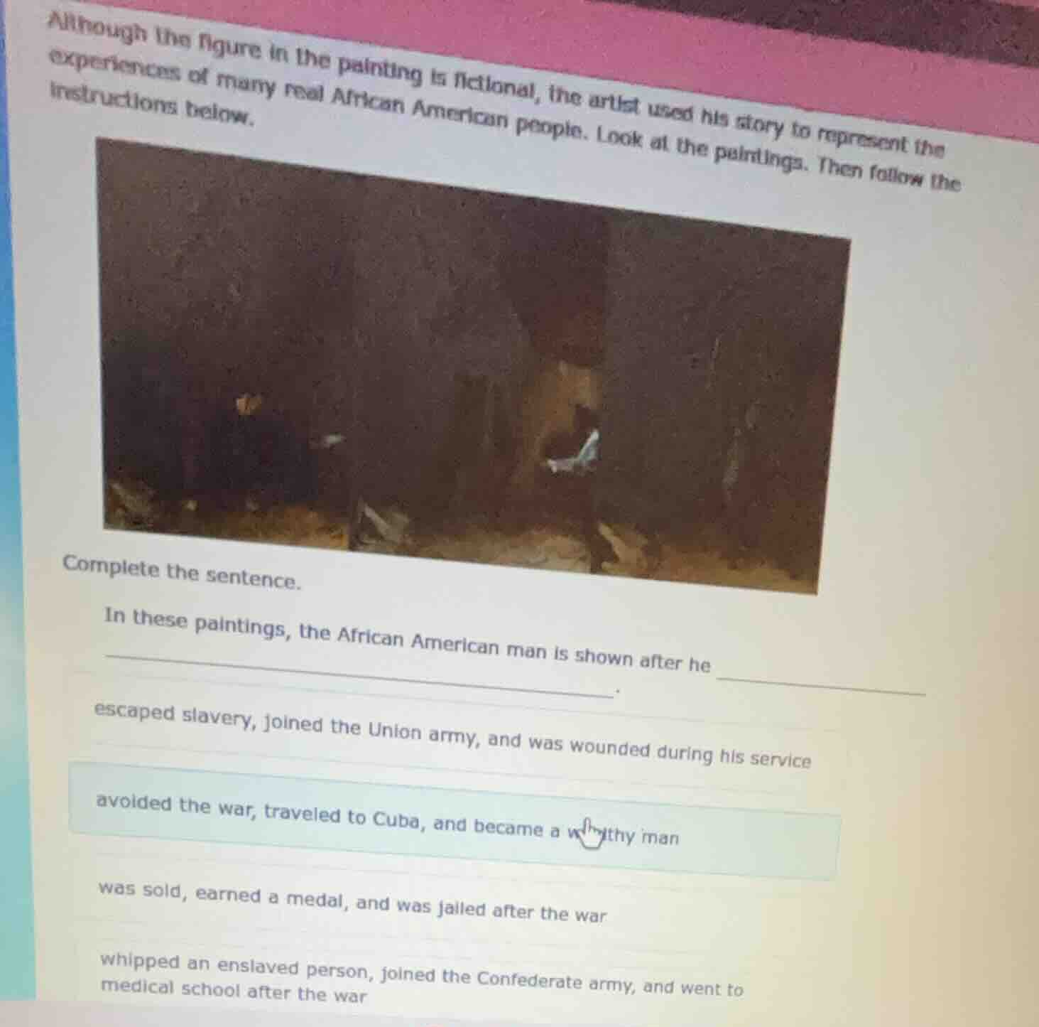 although the figure in the painting is fictional, the artist used his s…