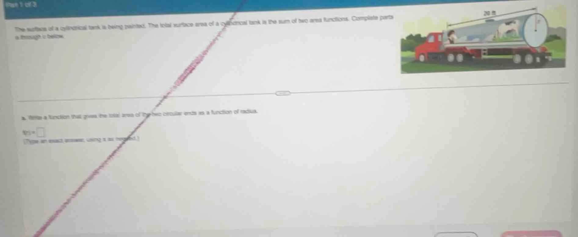 part 1 of 3 the surface of a cylindrical tank is being painted. the tot…