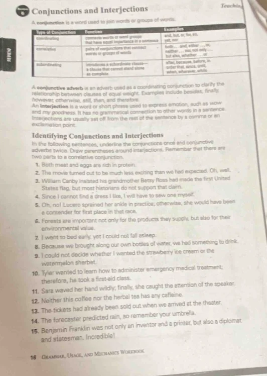 conjunctions and interjectionsa conjunction is a word used to join word…