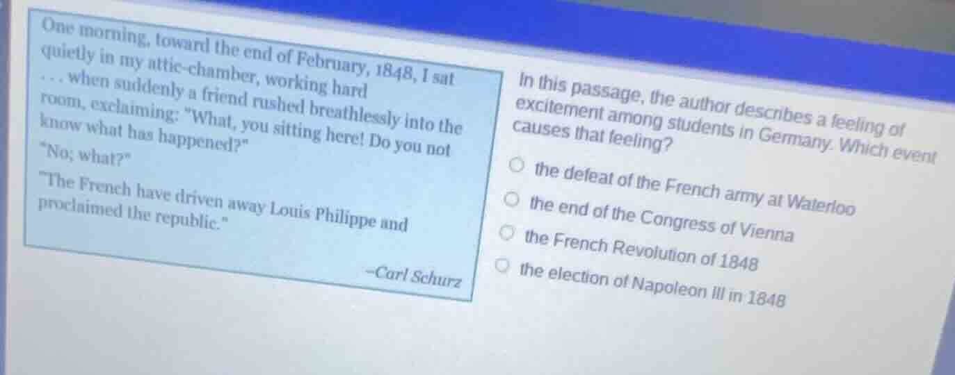 one morning, toward the end of february, 1848, i sat quietly in my atti…