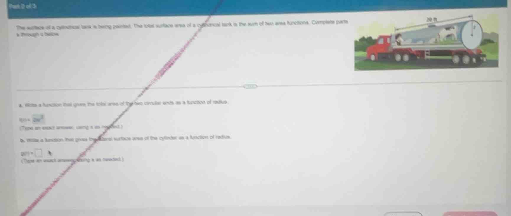 part 2 of 3 the surface of a cylindrical tank is being painted. the tot…