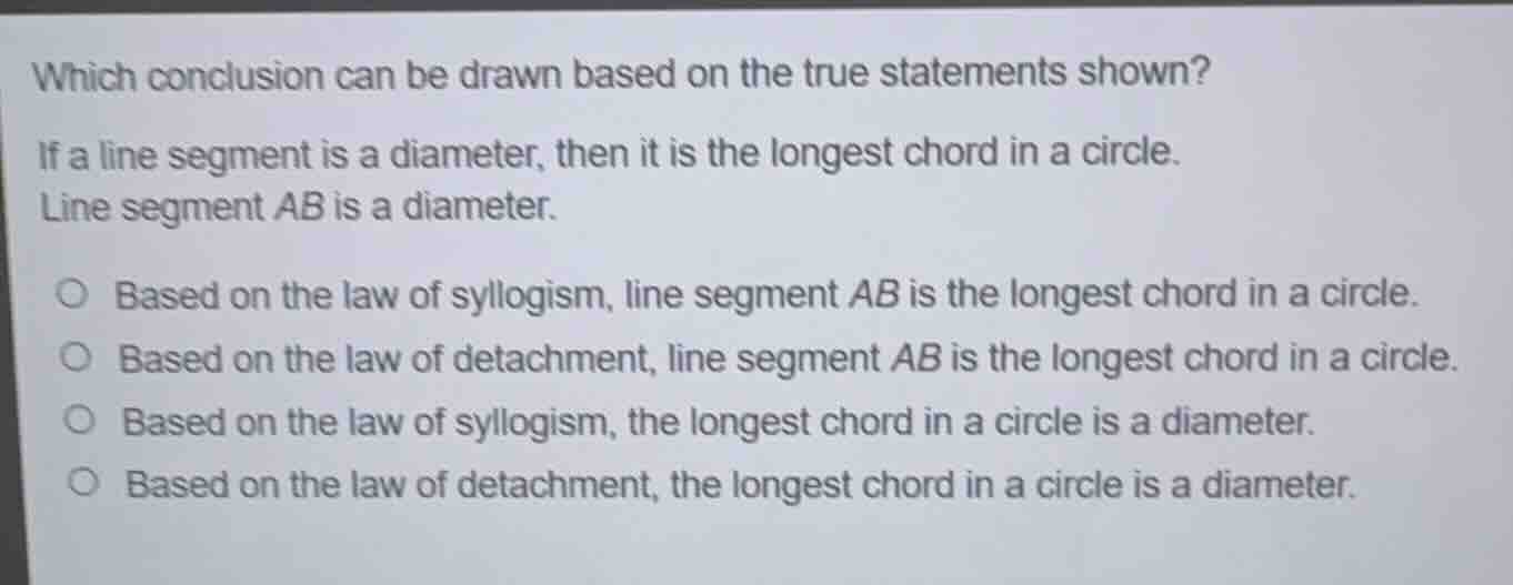 which conclusion can be drawn based on the true statements shown? if a …