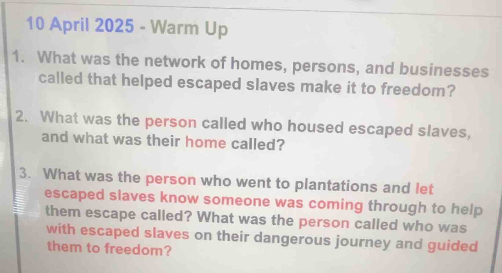 10 april 2025 - warm up 1. what was the network of homes, persons, and …